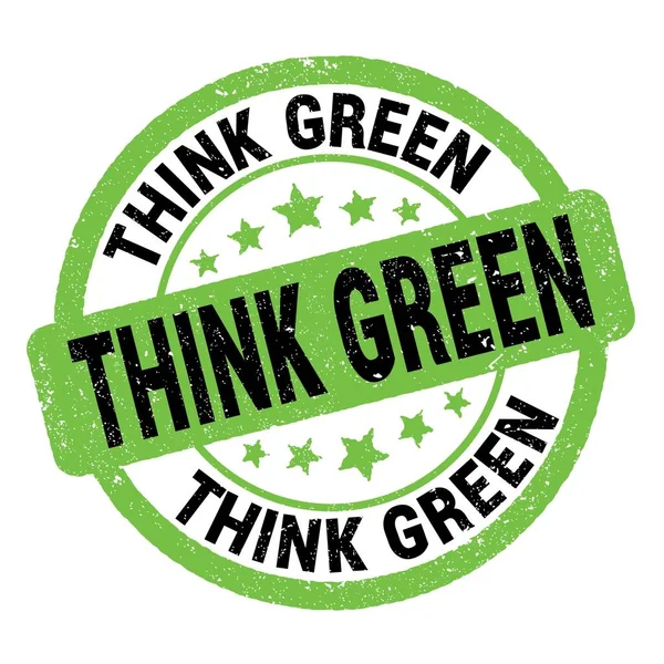 Think Green Text Written Green Black Grungy Stamp Sign — 图库照片