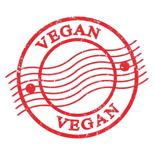 Vegan Texte Écrit Sur Timbre Postal Grunge Rouge — Photo