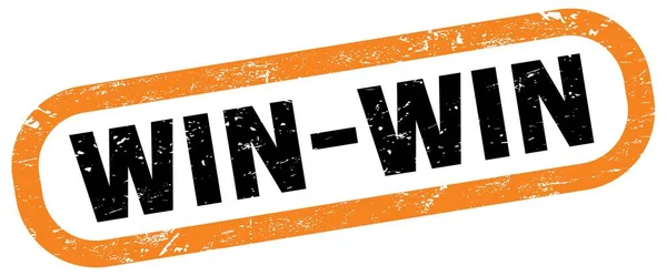 Win Win Texto Sobre Signo Sello Rectángulo Naranja Negro — Foto de Stock