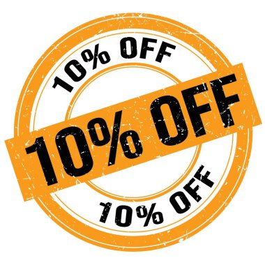 % 10 indirimli metin turuncu-siyah yuvarlak grungy işareti üzerine yazılmış