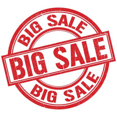 BIG Satış metni kırmızı yuvarlak pul işareti üzerine yazılmış kelime