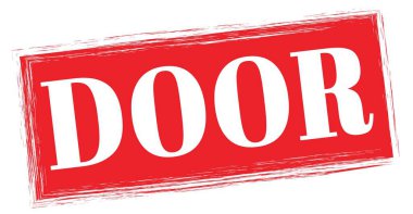 DOOR text written on red rectangle stamp sign.