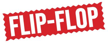 Kırmızı zig-zag işareti üzerine yazılmış FLIP-FLOP metni.