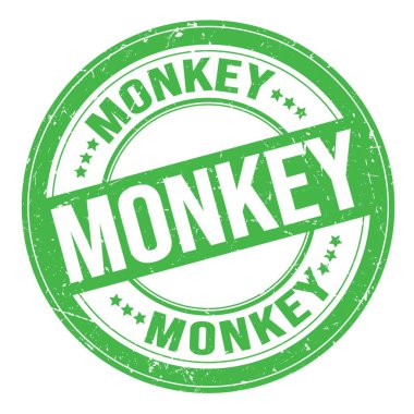 Monkey yeşil yuvarlak damga işareti üzerine yazılmış metin