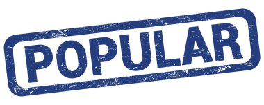 Mavi dikdörtgen damga işareti üzerine yazılmış POPULAR metni.