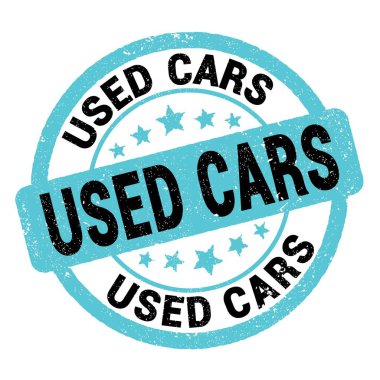 Kullanılmış araba metni mavi-siyah grungy işareti üzerine yazılmış.