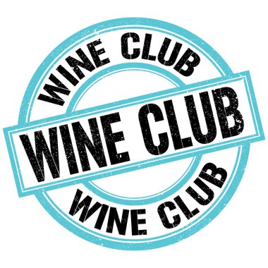 WINE CLUB text written on blue-black round stamp sign
