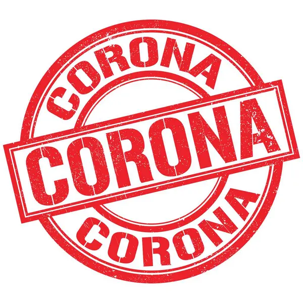 Kırmızı yuvarlak pul işareti üzerine yazılmış CORONA metni