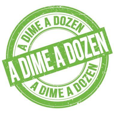 BİR DIME Yeşil yuvarlak grungy işareti üzerine yazılmış düzinelerce metin