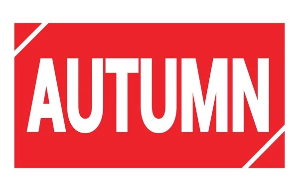 Autumn Szöveg Piros Téglalap Alakú Bélyegzőtáblára Írva — Stock Fotó