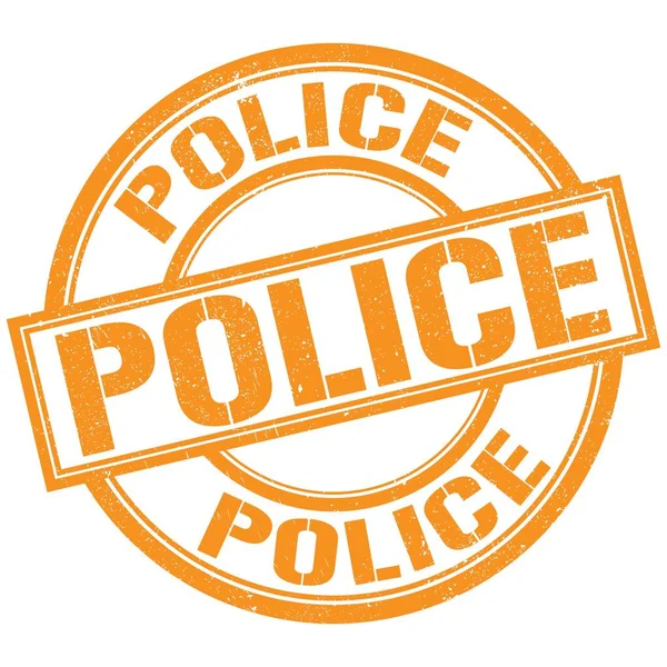 Polizei Text Auf Orangefarbenem Runden Stempelschild — Stockfoto