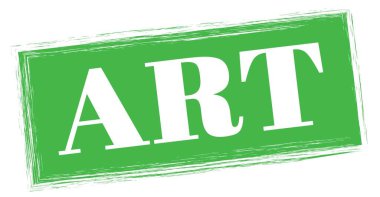 Yeşil dikdörtgen pul işareti üzerine yazılmış sanat metni.