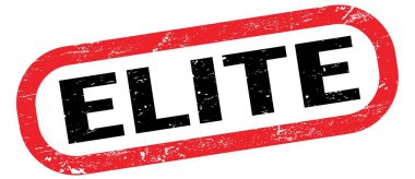 ELITE, kırmızı-siyah dikdörtgen işareti üzerinde metin.
