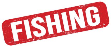 Kırmızı grungy mühür işareti üzerine yazılmış Balıkçılık metni.