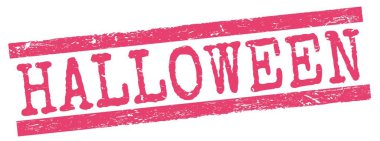 Pembe grungy çizgileri damgası üzerine yazılmış Cadılar Bayramı metni.