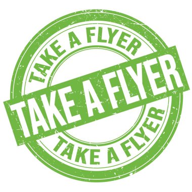 Yeşil yuvarlak grungy işareti üzerine yazılmış bir FLYER metni al