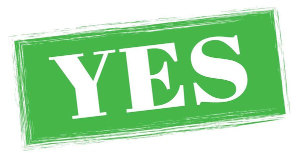 Текст ДА написан на зеленом прямоугольном штампе.