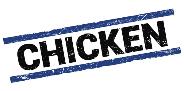 Текст Chicken Написаний Знаку Марки Чорно Синього Прямокутника — стокове фото