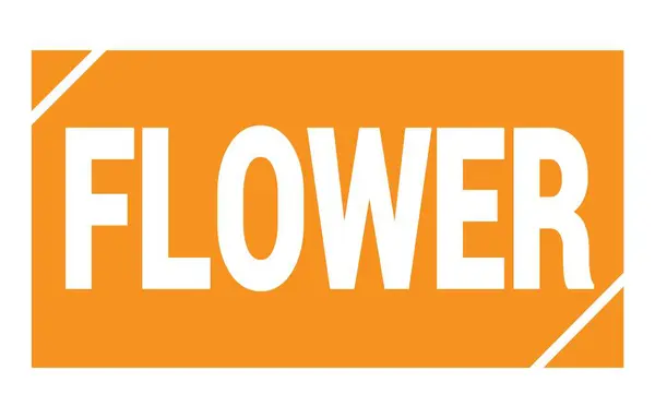 Flower Text Geschrieben Auf Orangefarbenem Stempelschild — Stockfoto