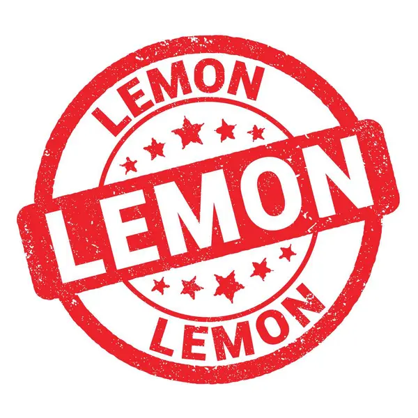 Lemon Text Skriven Röd Grungy Stämpel Tecken — Stockfoto