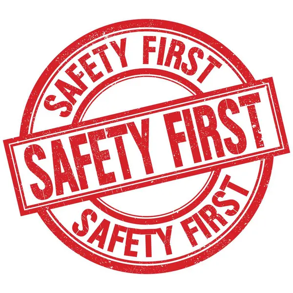 Safety First Text Written Word Red Stamp Sign — Stock Photo, Image