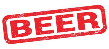 Kırmızı dikdörtgen pul işareti üzerine yazılmış BEER metni.