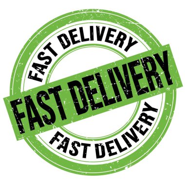 Yeşil-siyah yuvarlak grungy işareti üzerine yazılmış FAST DELIVERY metin