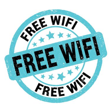 FREE WIFI metin mavi-siyah grungy işareti üzerine yazılmış.