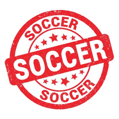 SOCCER text written on red grungy stamp sign.
