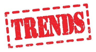 Kırmızı pano işareti üzerine yazılmış TRENDS metni.