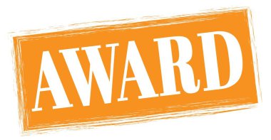 Turuncu dikdörtgen damga işareti üzerine yazılmış AWARD metni.