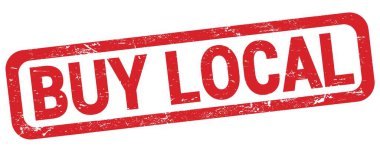 BUY LOCAL text written on red rectangle stamp sign.