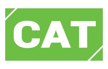 Yeşil dikdörtgen pul işareti üzerine yazılmış kedi metni.