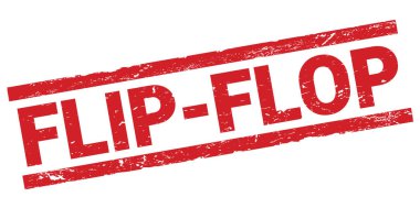 Kırmızı dikdörtgen damga işareti üzerine yazılmış FLIP-FLOP metni.