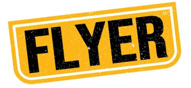 Sarı-siyah grungy işareti üzerine yazılmış FLYER metni.