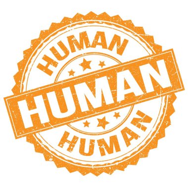 Turuncu pul işareti üzerine yazılmış İNSAN metni