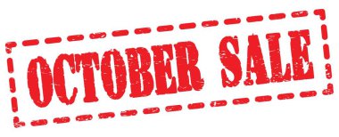 OKTOBER Satış metni kırmızı pano işareti üzerine yazılmış.