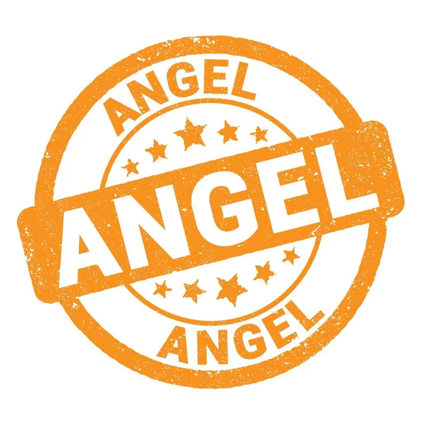 Angel Texto Escrito Signo Sello Grungy Naranja —  Fotos de Stock