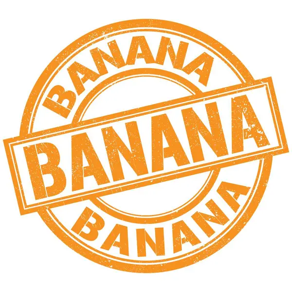 Tekst Banana Napisany Pomarańczowym Okrągłym Znaku Znaczka — Zdjęcie stockowe