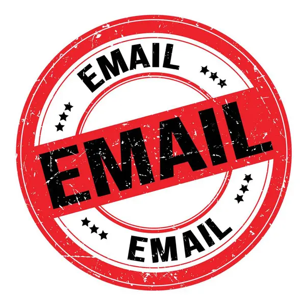 Email Tekst Napisany Czerwono Czarny Okrągły Grungy Znak Znaczka — Zdjęcie stockowe