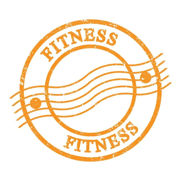 Fitness Tekst Geschreven Oranje Grungy Postzegel — Stockfoto