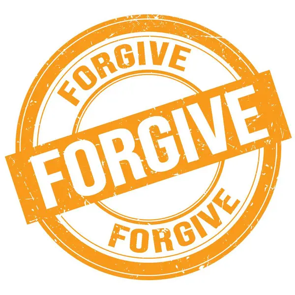 Perdonar Texto Escrito Naranja Ronda Signo Sello Grungy — Foto de Stock