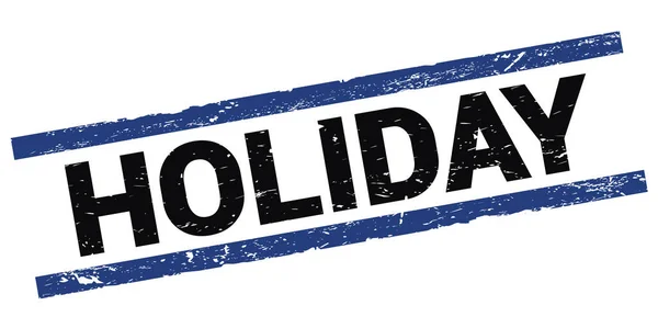 Holiday Tekst Geschreven Zwart Blauwe Rechthoek Stempel Teken — Stockfoto