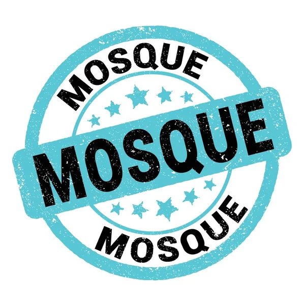 Mosque Tekst Geschreven Blauw Zwart Grungy Stempel Teken — Stockfoto