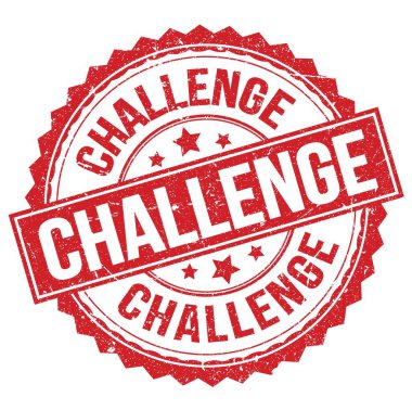 Kırmızı yuvarlak pul işareti üzerine yazılmış CHALLENGE metni