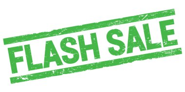 Yeşil dikdörtgen mühür işareti üzerine yazılmış FLASH satışı metni.