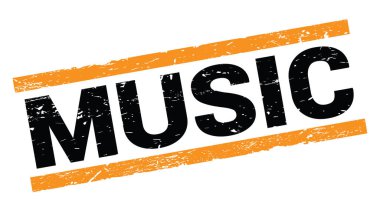 Turuncu dikdörtgen mühür işareti üzerine yazılmış MÜZİK metin.