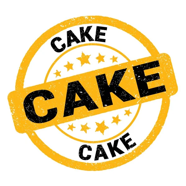 Cake Texto Escrito Sinal Carimbo Grungy Amarelo Preto — Fotografia de Stock
