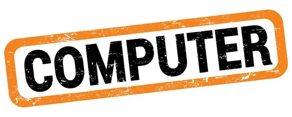 Computer Text Written Orange Black Rectangle Stamp Sign — 图库照片