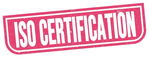 Certification Iso Texte Écrit Sur Timbre Grungy Rose Signe — Photo